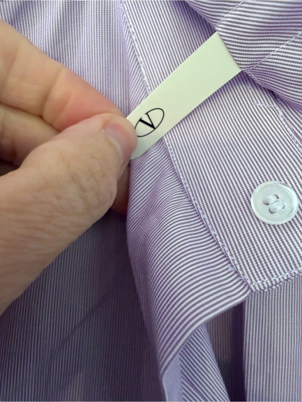 Valentino Light Lavender Stripe Men's Dress Shirt Cotton Italy / 41 / 16 - Picture 9 of 15